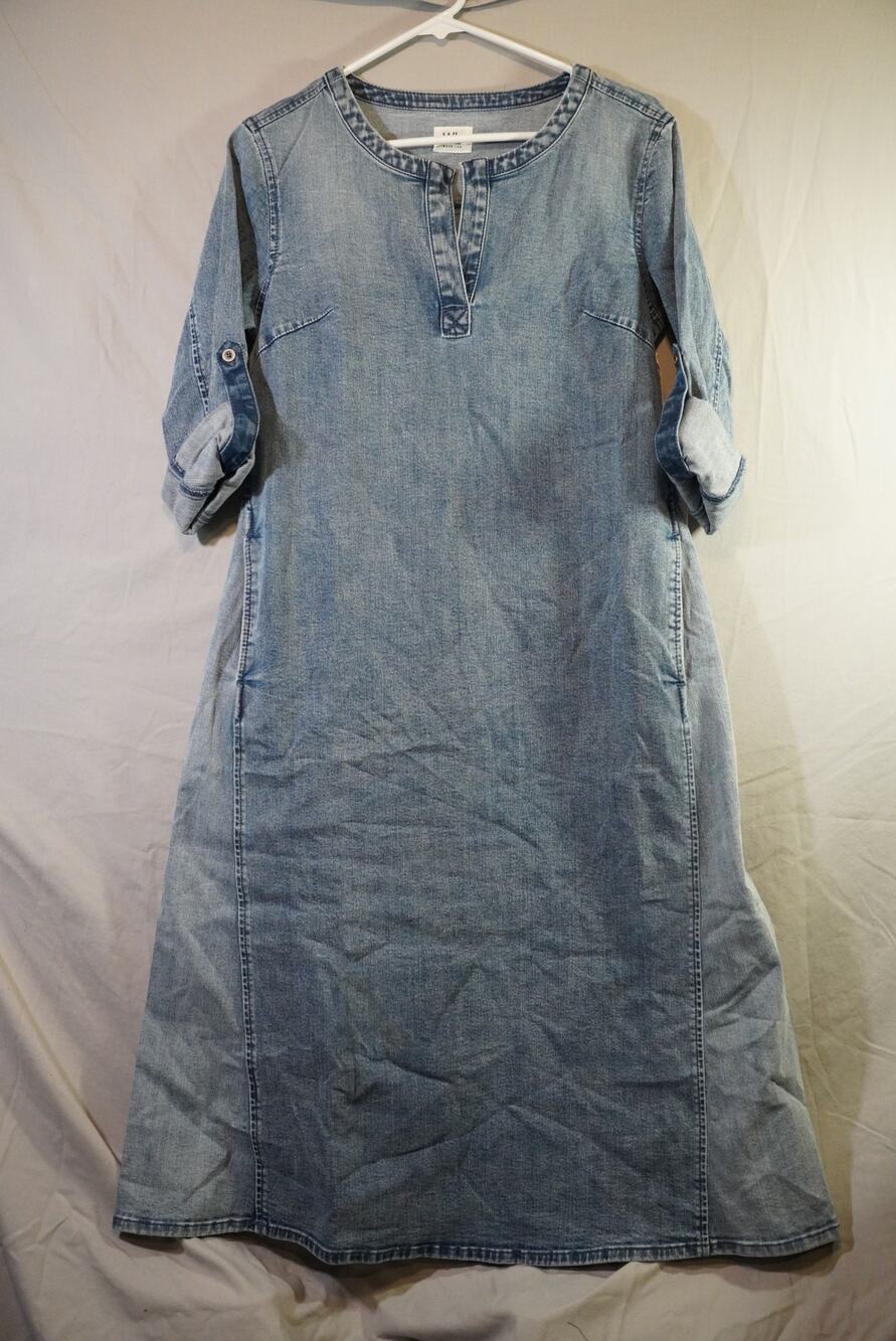 Wash Lab Denim NWT Rare Showroom Sample Split Neck Shift Maxi Dress S $148